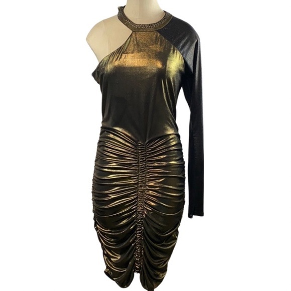 bebe Dresses & Skirts - BEBE URBAN JUNGLE FOIL DRESS SIZE L